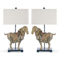 Dynasty Horse Table Lamp Pair