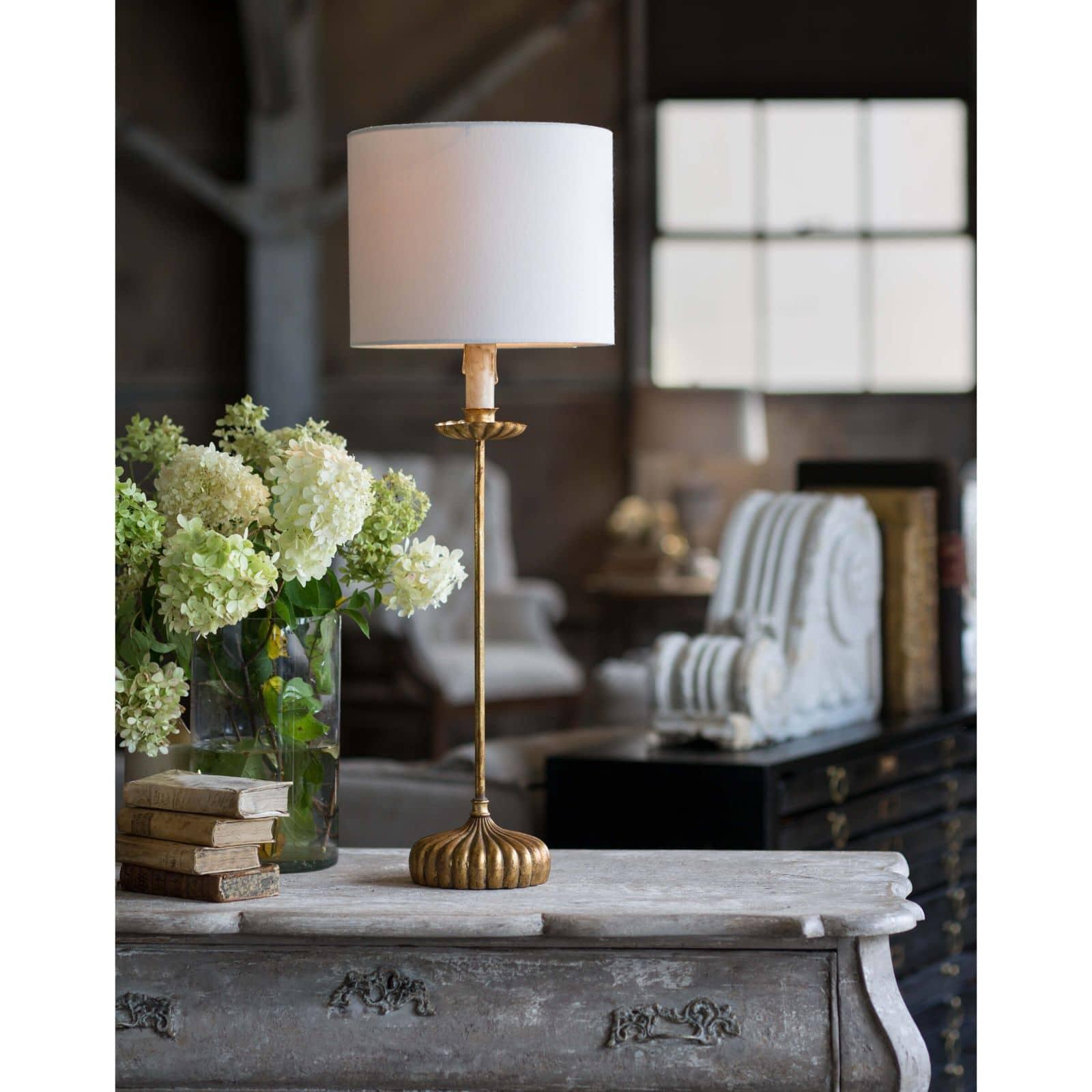 Clove Stem Buffet Table Lamp | Natural Linen Shade