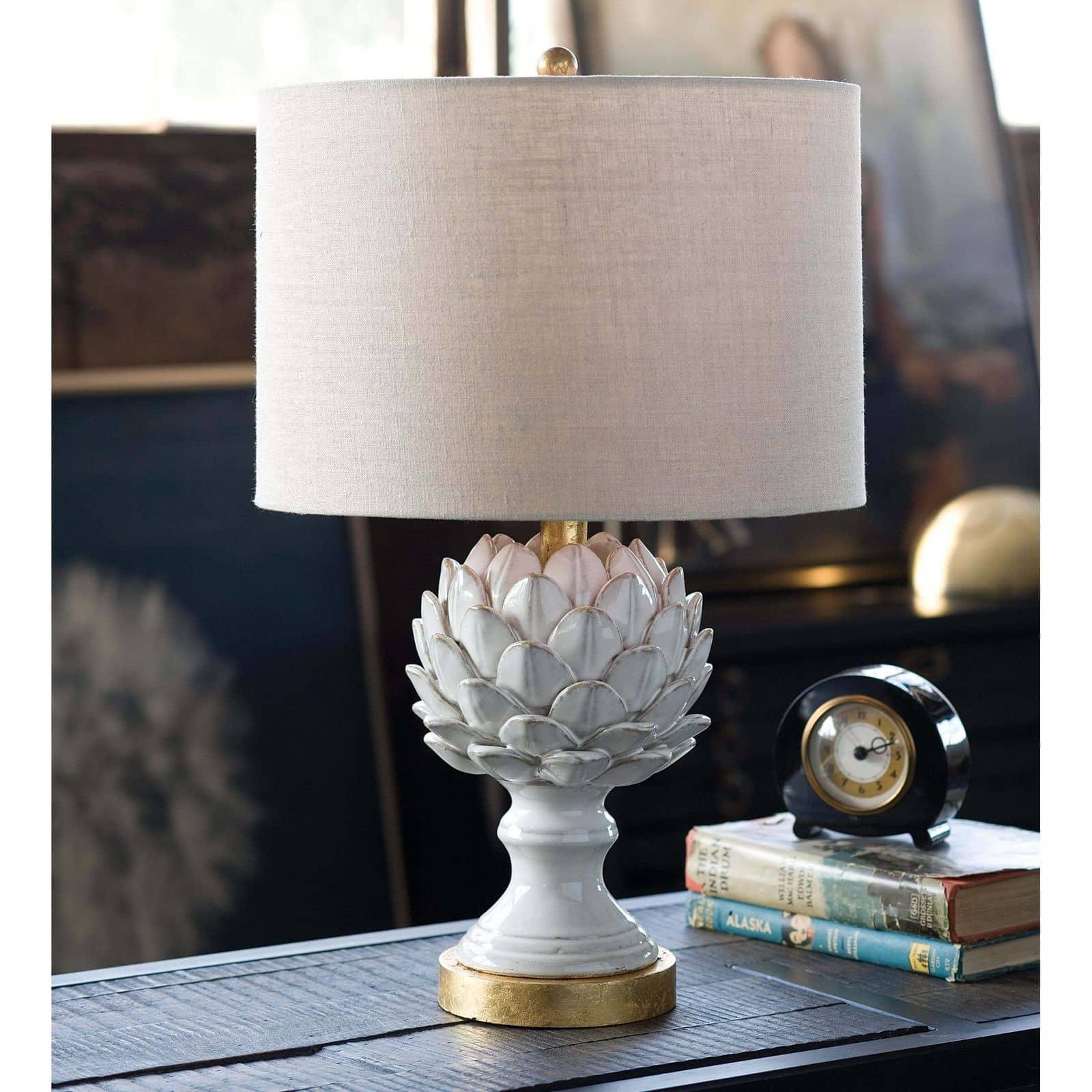 Leafy Artichoke Ceramic Table Lamp | Off White