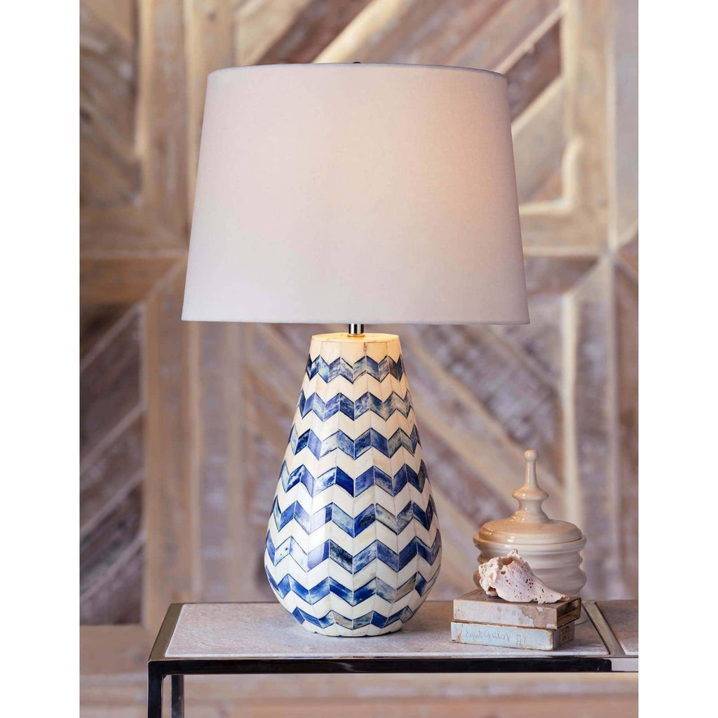 Cassia Chevron Table Lamp | Blue