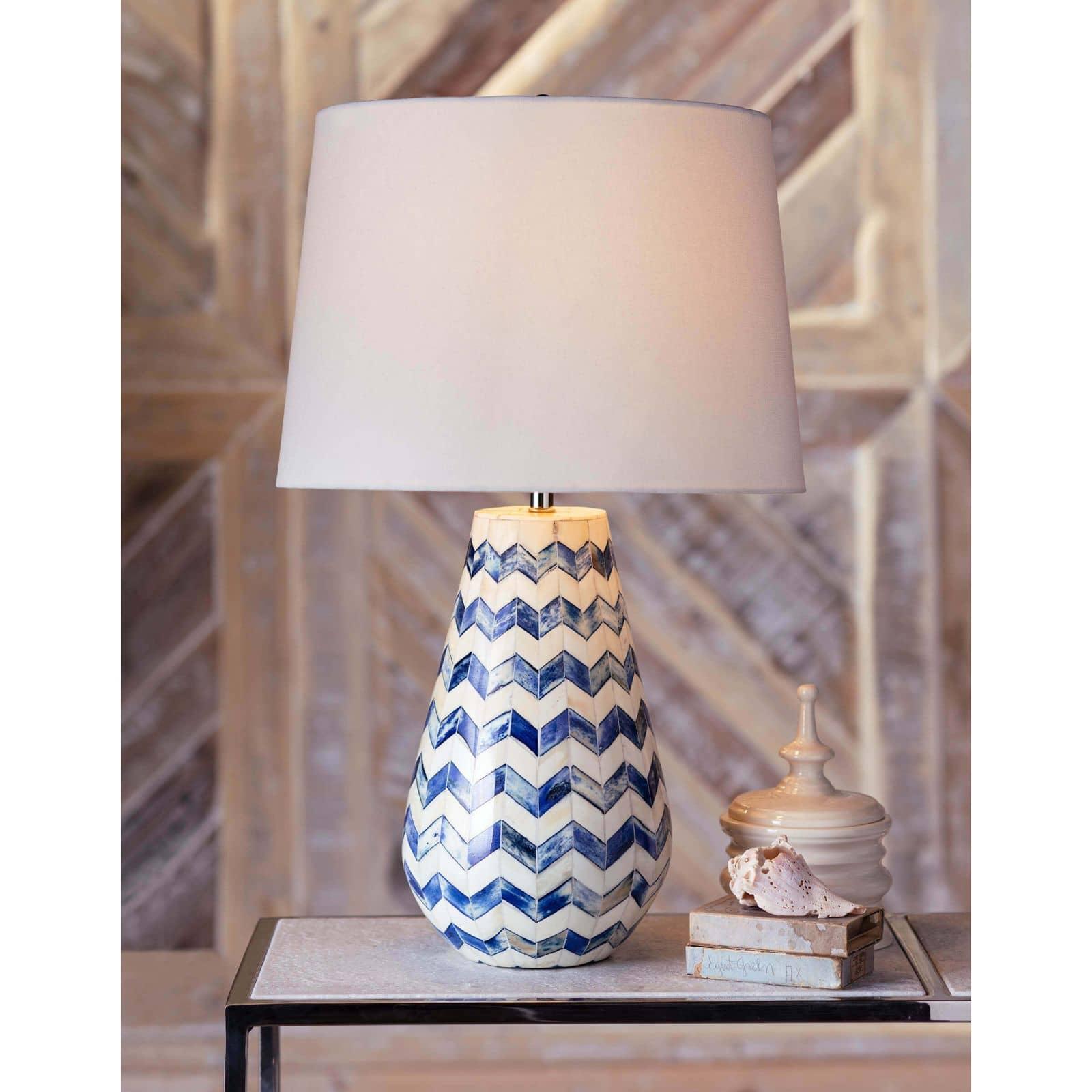 Cassia Chevron Table Lamp | Blue