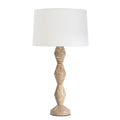 Crew Travertine Buffet Lamp | Natural Linen Shade