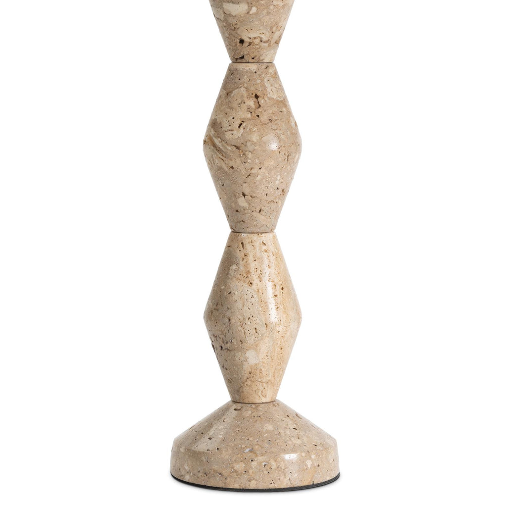 Crew Travertine Buffet Lamp | Natural Linen Shade