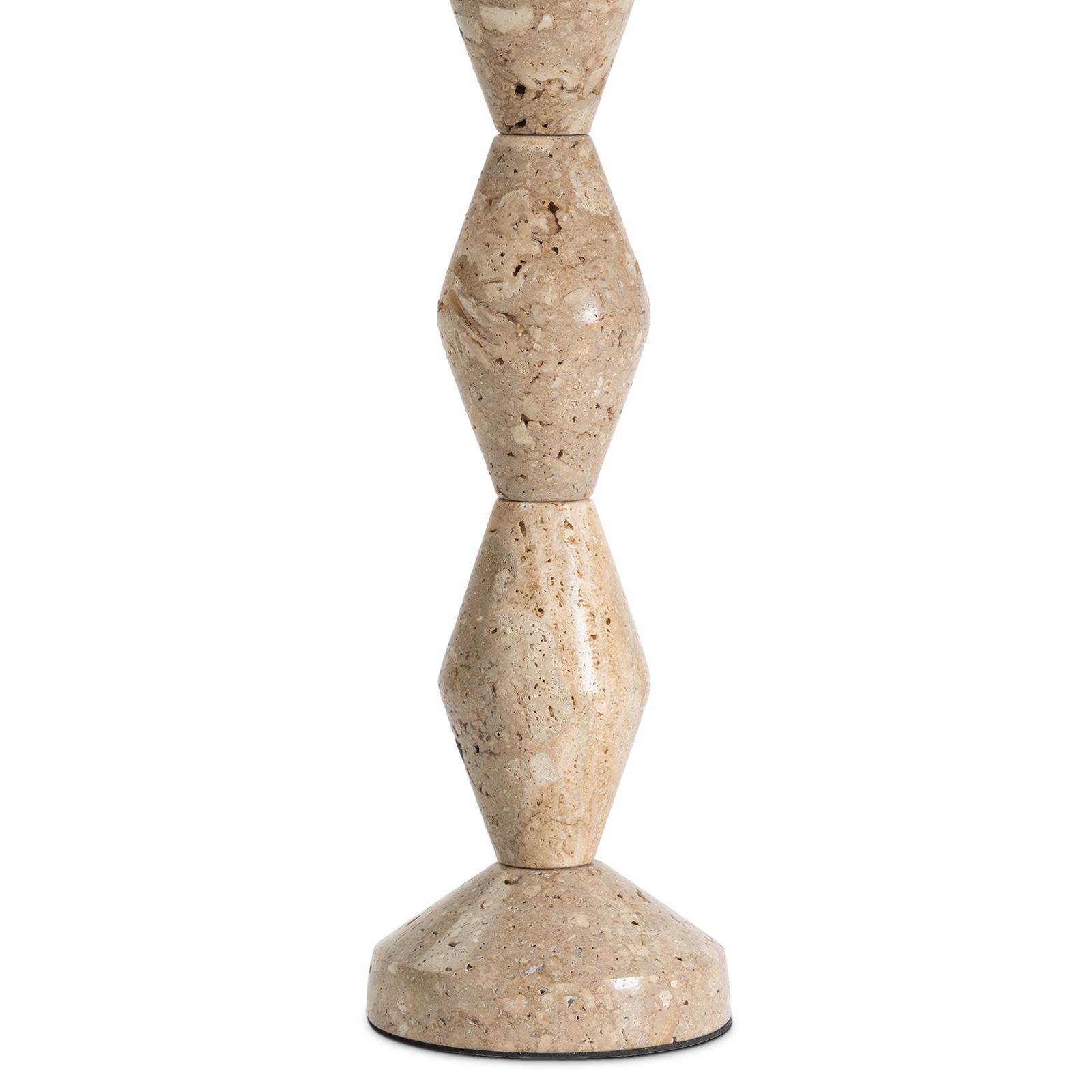 Crew Travertine Buffet Lamp | Natural Linen Shade