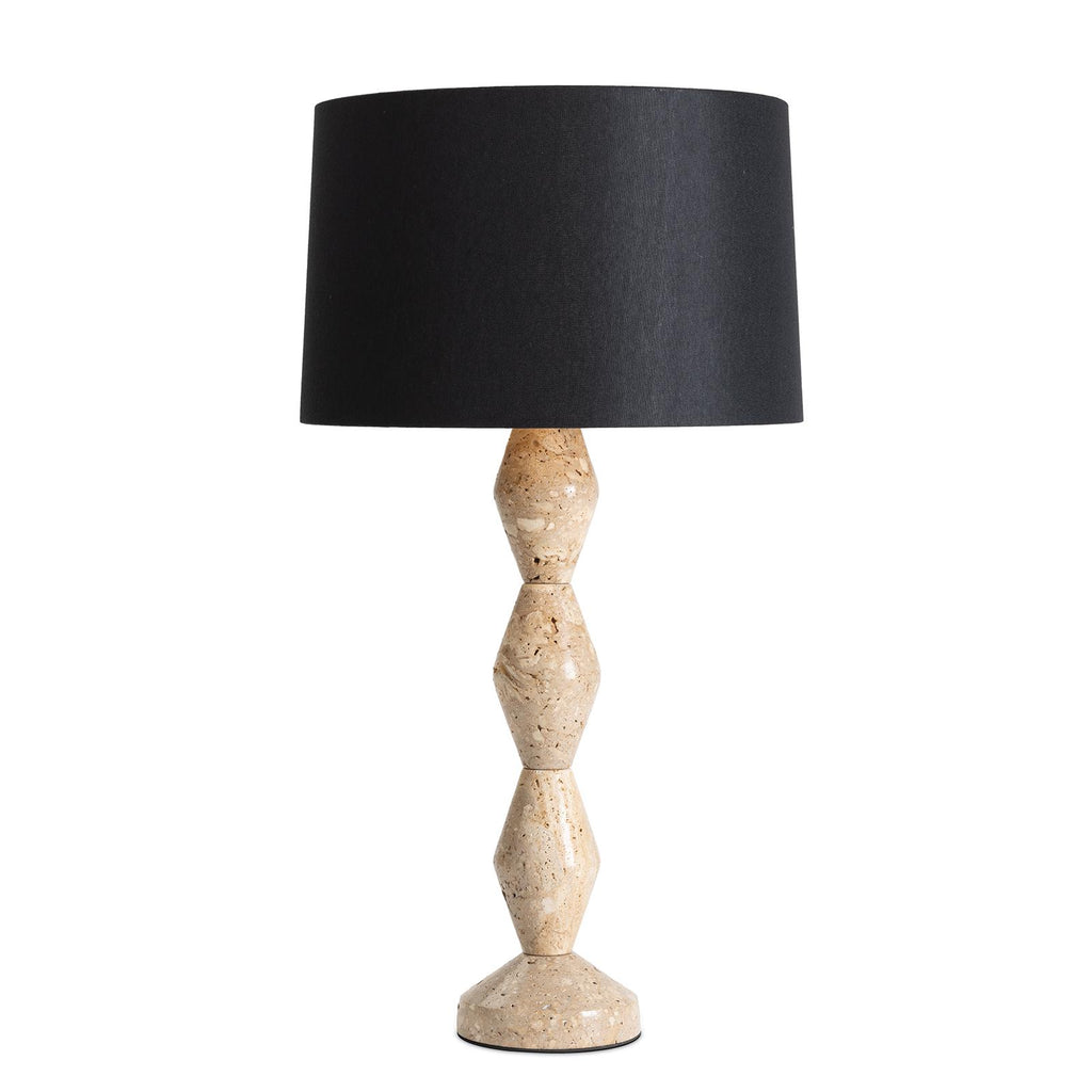 Crew Travertine Buffet Lamp | Black Shade
