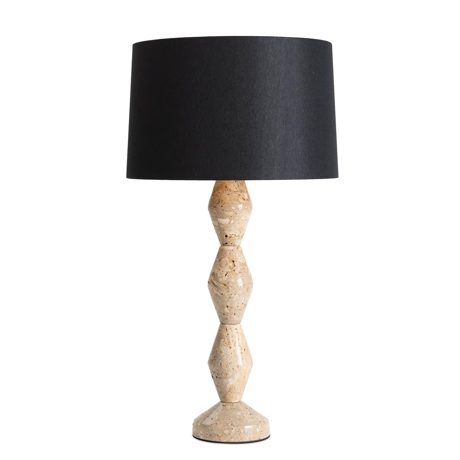 Crew Travertine Buffet Lamp | Black Shade