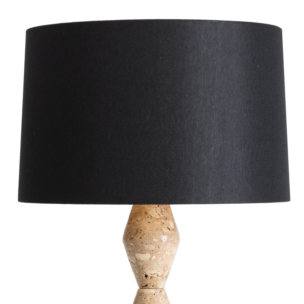 Crew Travertine Buffet Lamp | Black Shade