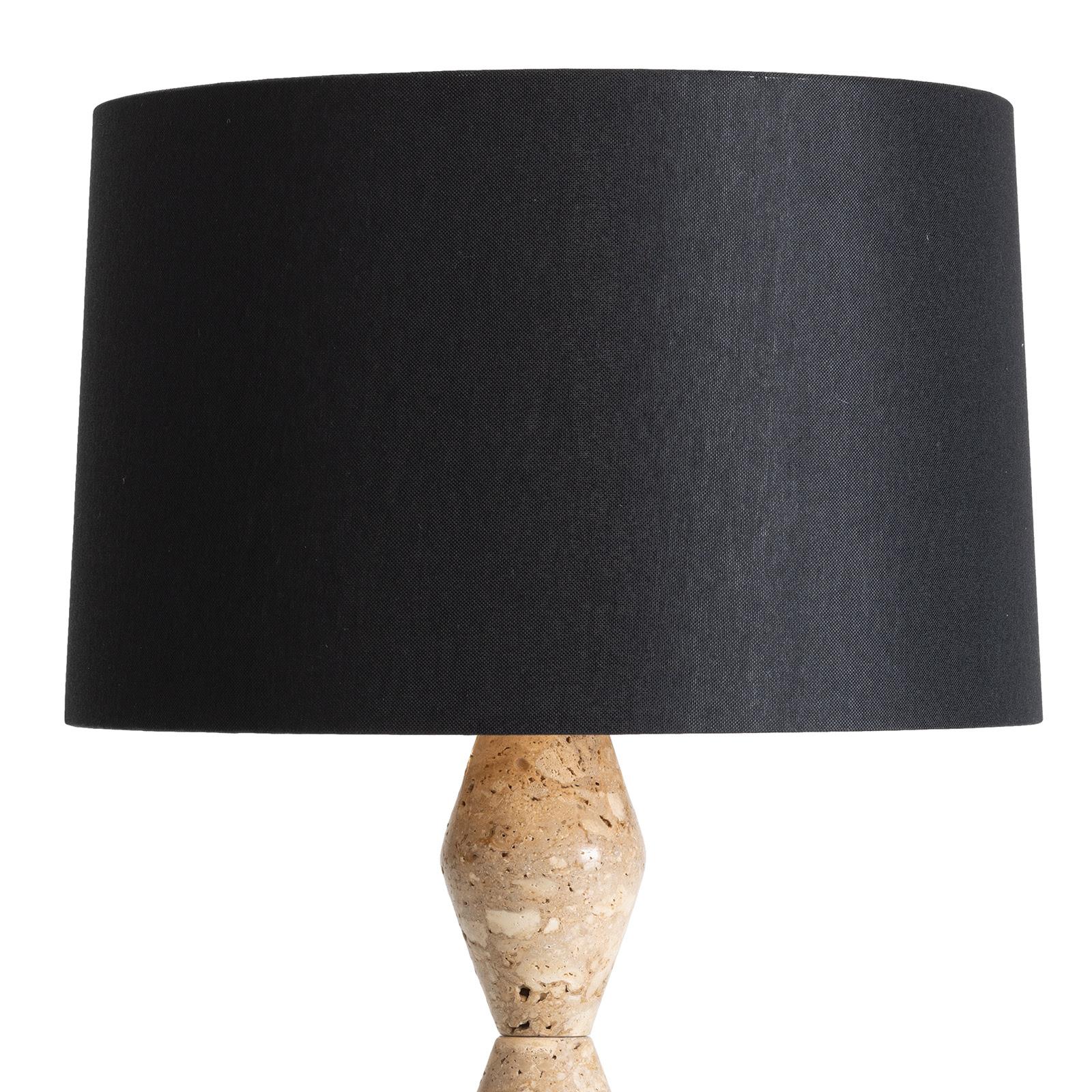Crew Travertine Buffet Lamp | Black Shade