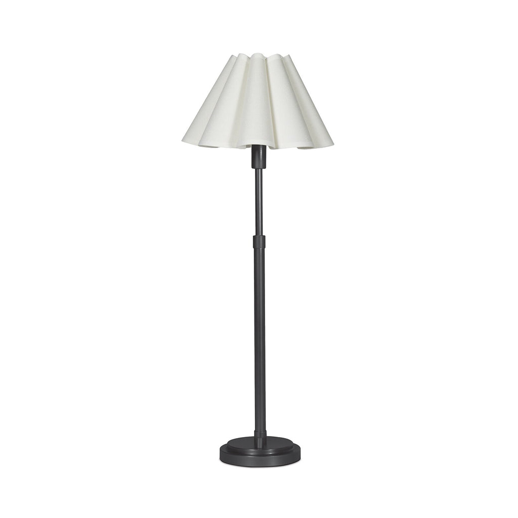 Polly Buffet Lamp | Blackened Brass | Linen Scalloped Shade