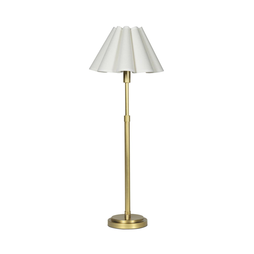Polly Buffet Lamp | Natural Brass | Linen Scalloped Shade