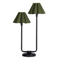 Polly Double Arm Table Lamp | Blackened Brass | Olive Scalloped Shade