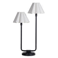 Polly Double Arm Table Lamp | Blackened Brass | Linen Scalloped Shade