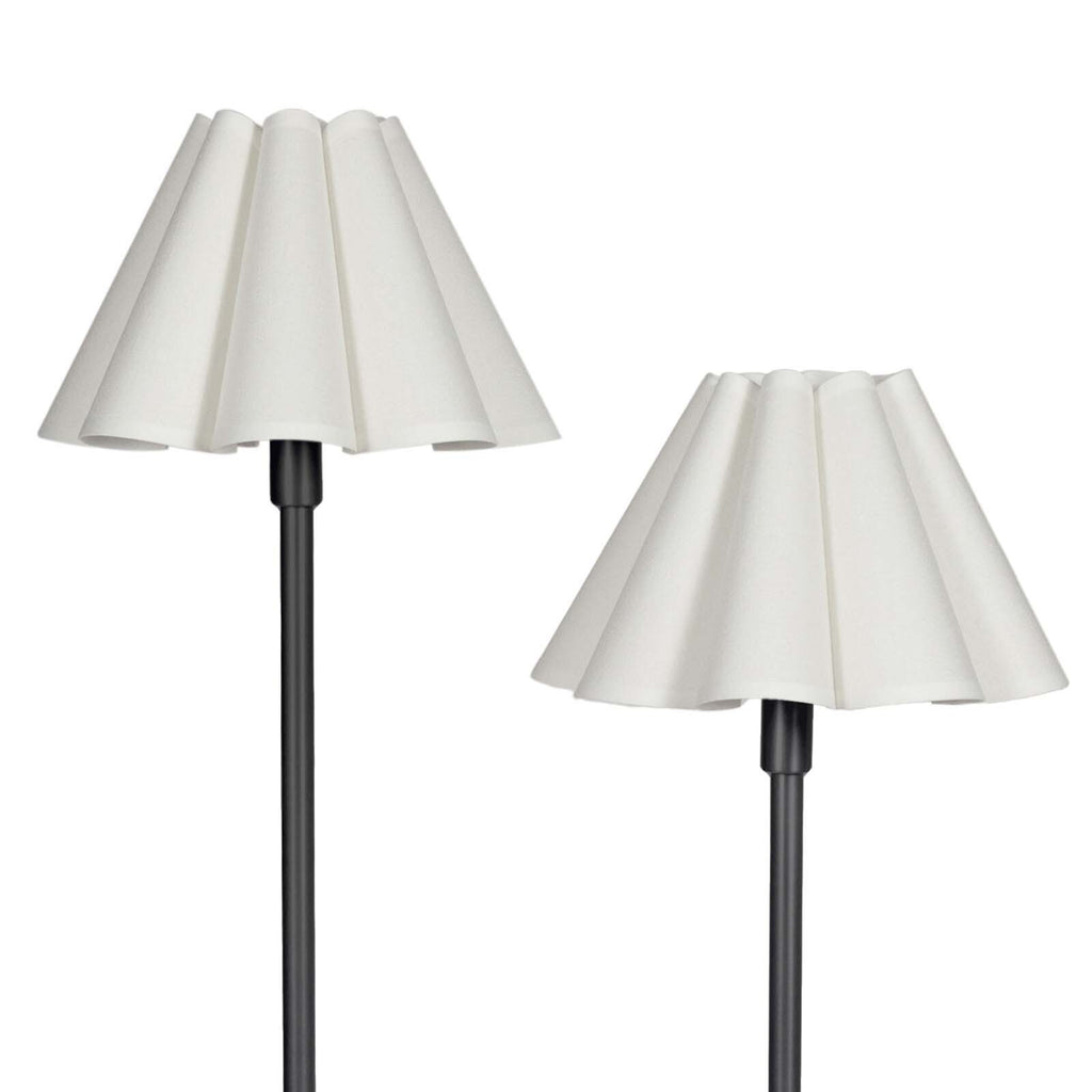 Polly Double Arm Table Lamp | Blackened Brass | Linen Scalloped Shade