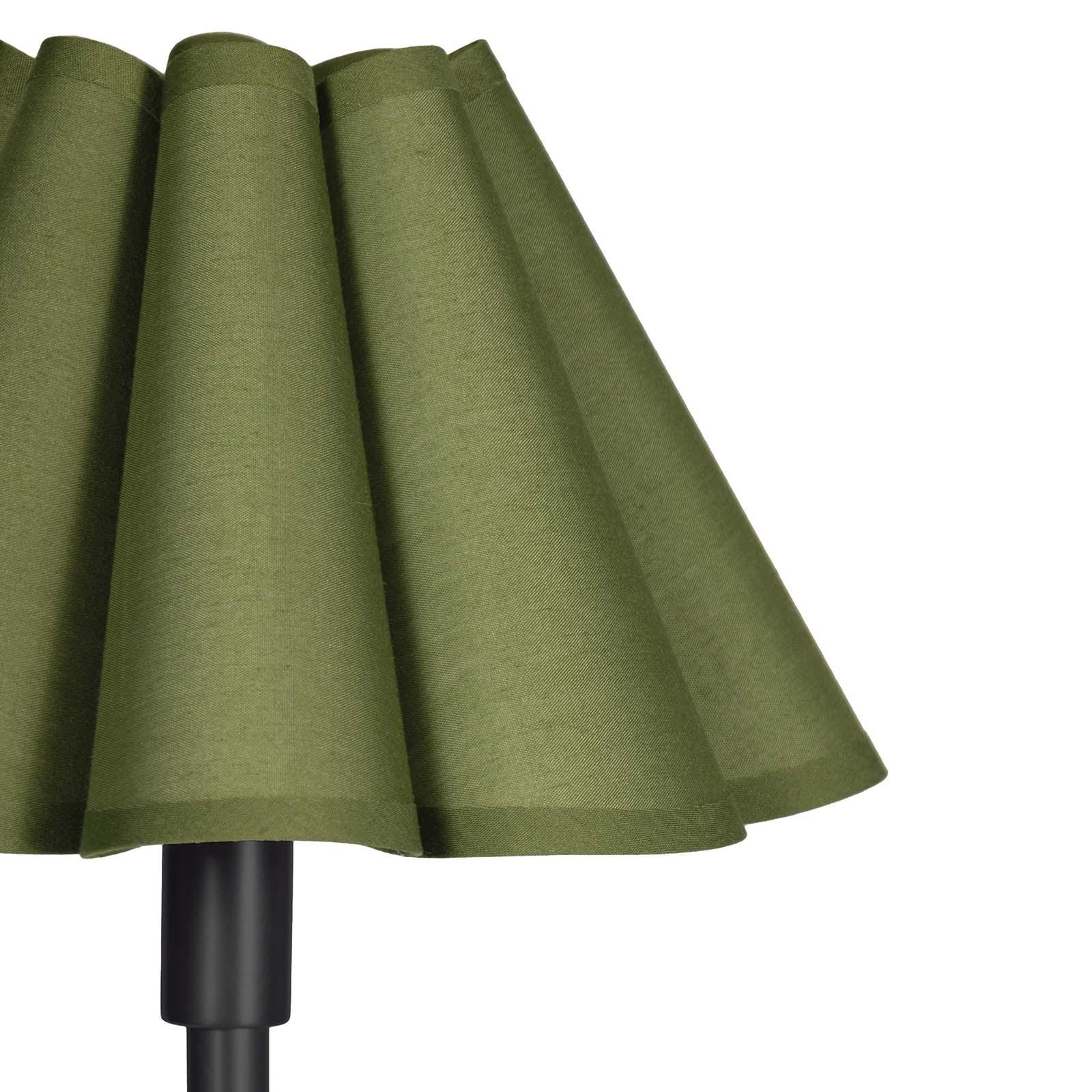 Polly Double Arm Table Lamp | Blackened Brass | Olive Scalloped Shade