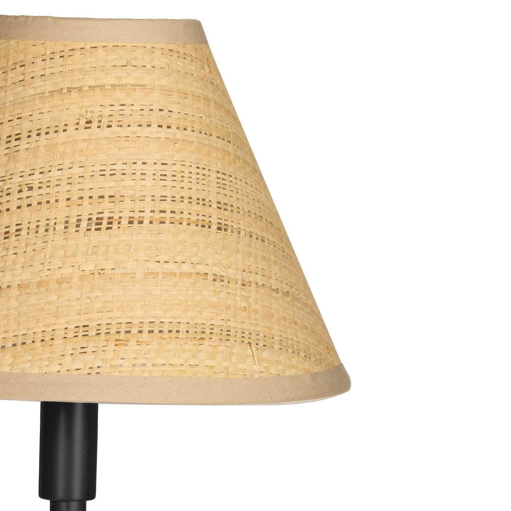 Polly Double Arm Table Lamp | Blackened Brass | Rattan Shade