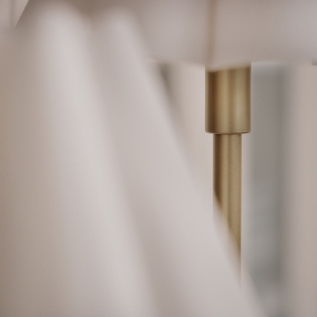 Polly Double Arm Table Lamp | Natural Brass | Linen Scalloped Shade