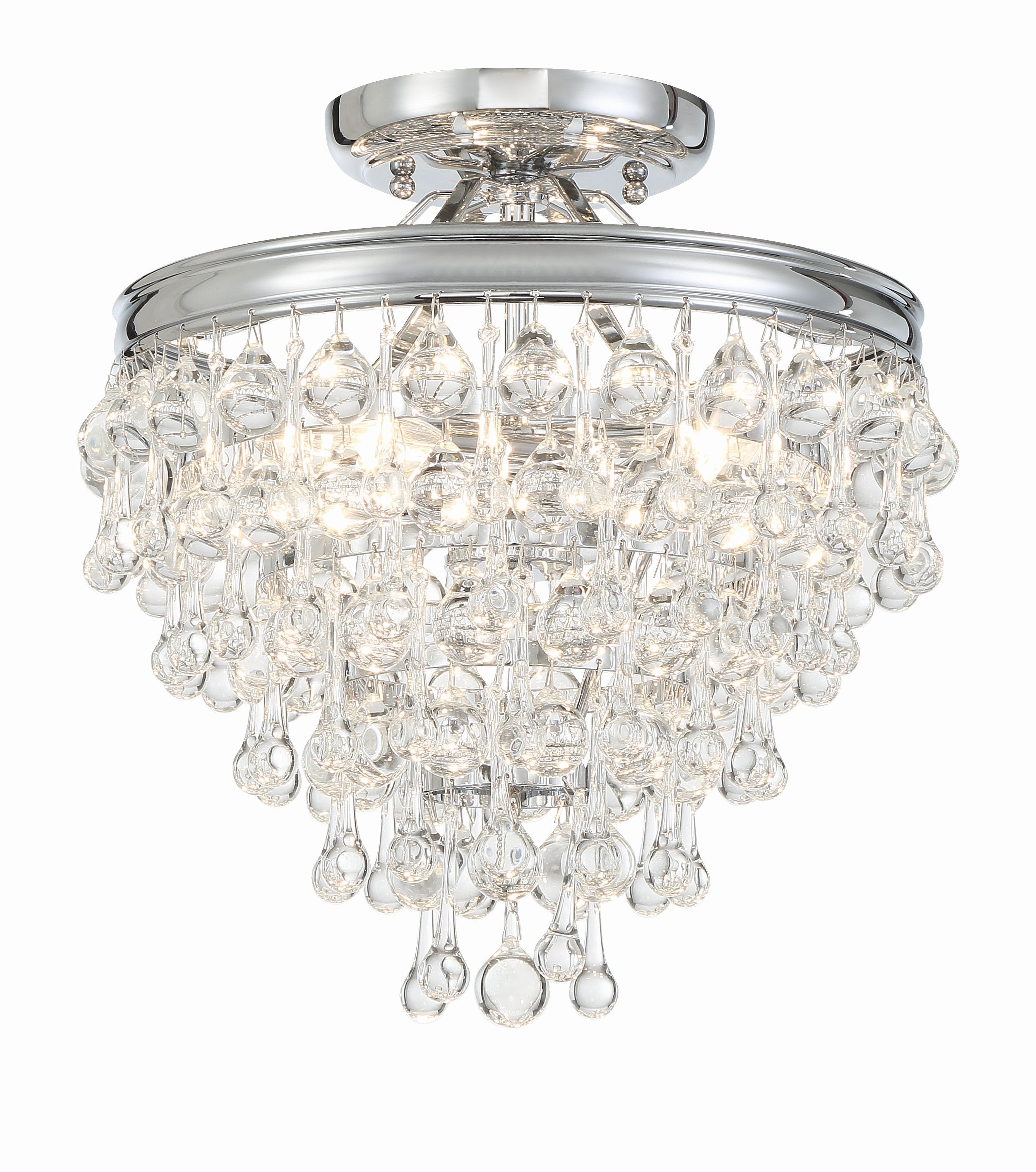 Calypso 13'' Crystal Teardrop Polished Chrome Semi Flush Mount