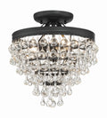 Calypso 13'' Crystal Teardrop Matte Black Semi Flush Mount