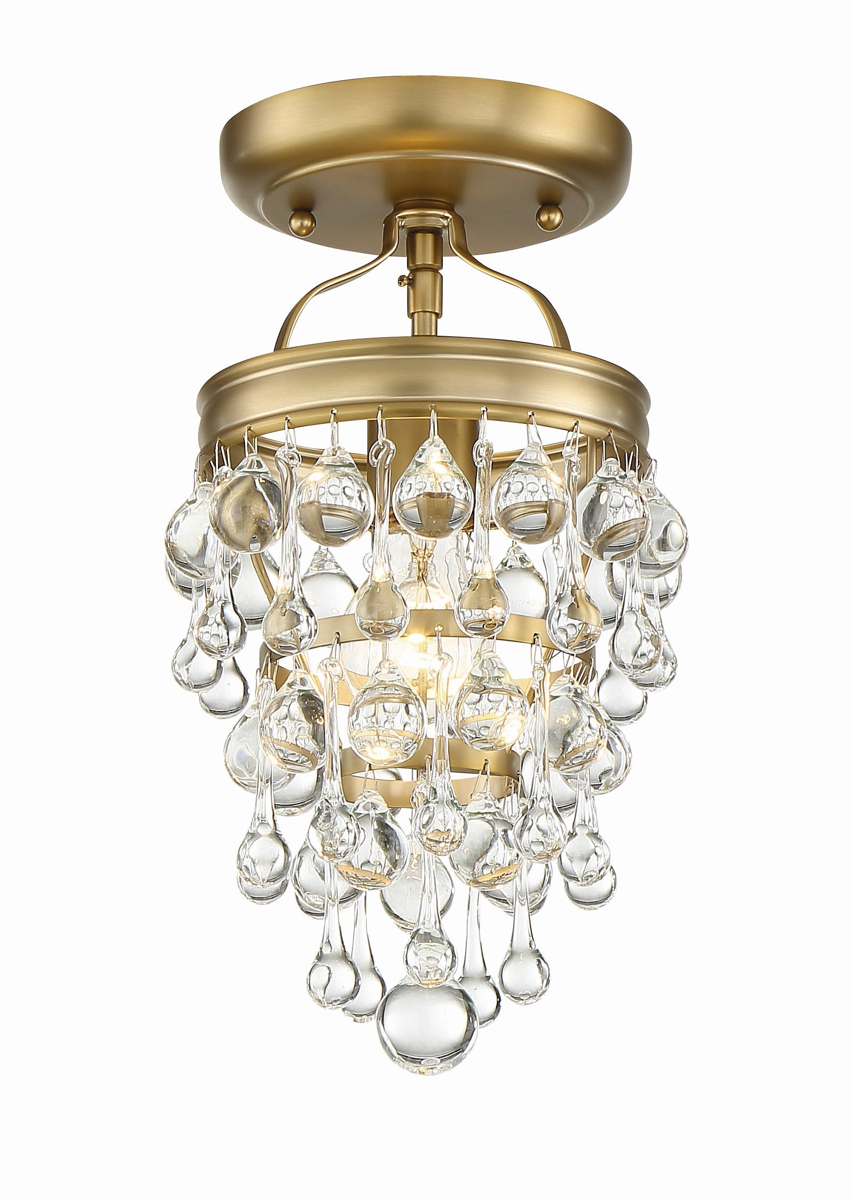 Calypso 7.25'' Crystal Teardrop Vibrant Gold Semi Flush Mount
