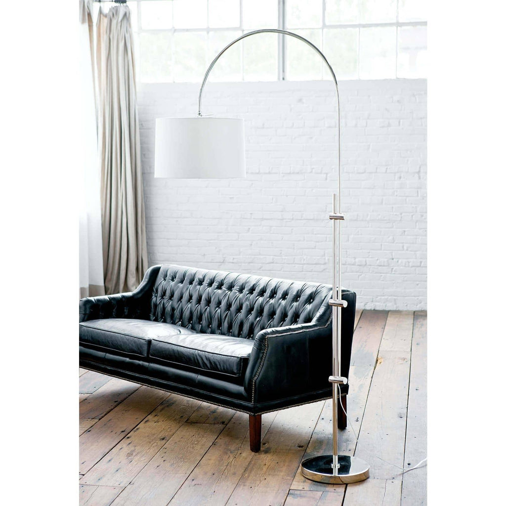 Arc Floor Lamp | Fabric Shade | Polished Nickel