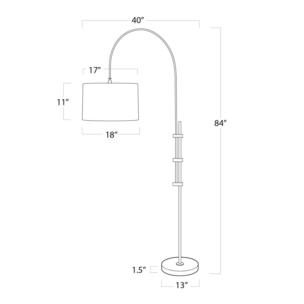 Arc Floor Lamp | Fabric Shade | Polished Nickel