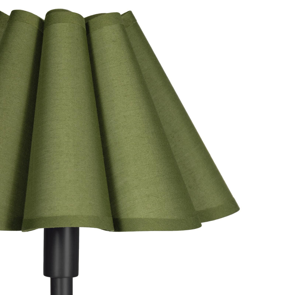 Polly Floor Lamp | Blackened Brass | Green Scalloped Shade