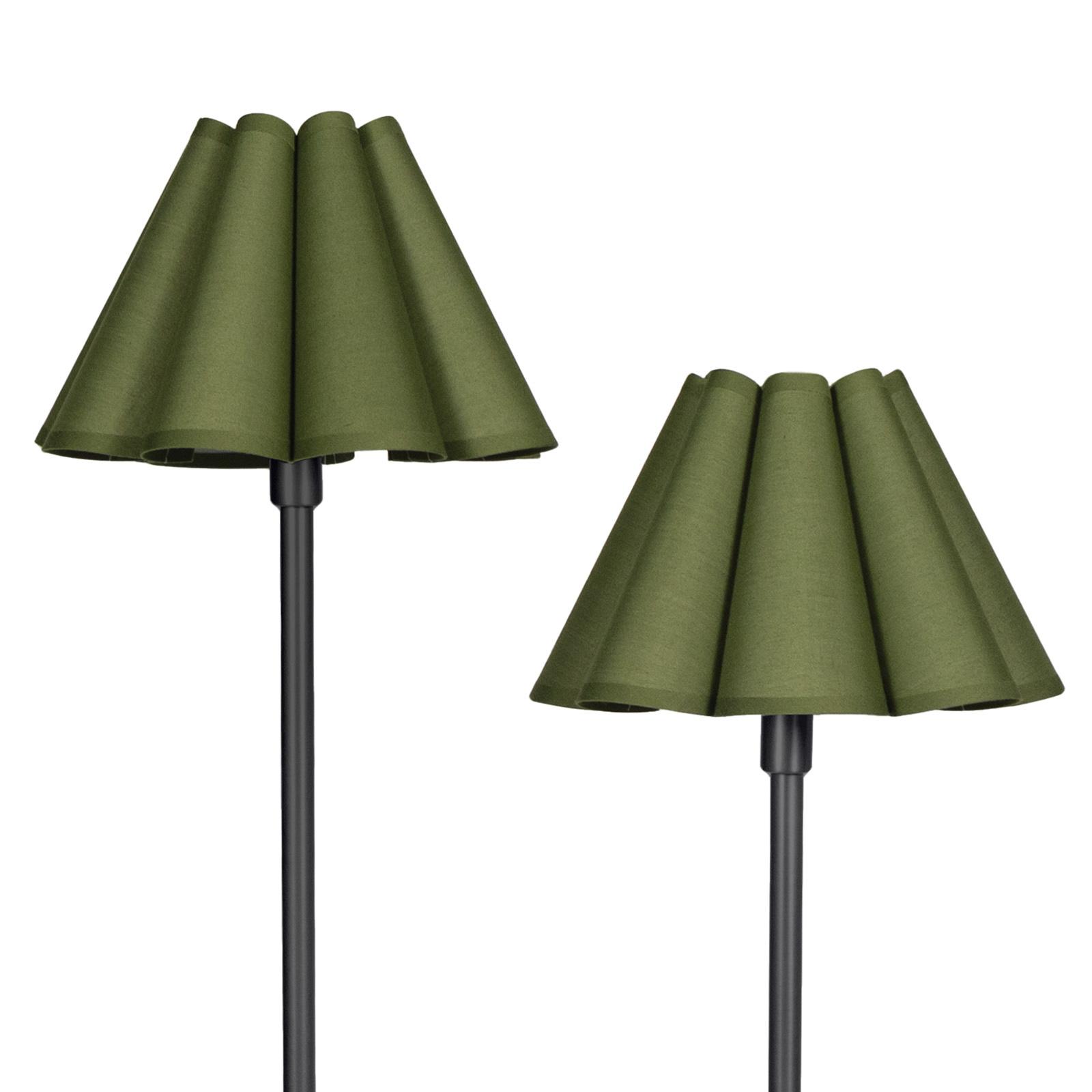 Polly Floor Lamp | Blackened Brass | Green Scalloped Shade