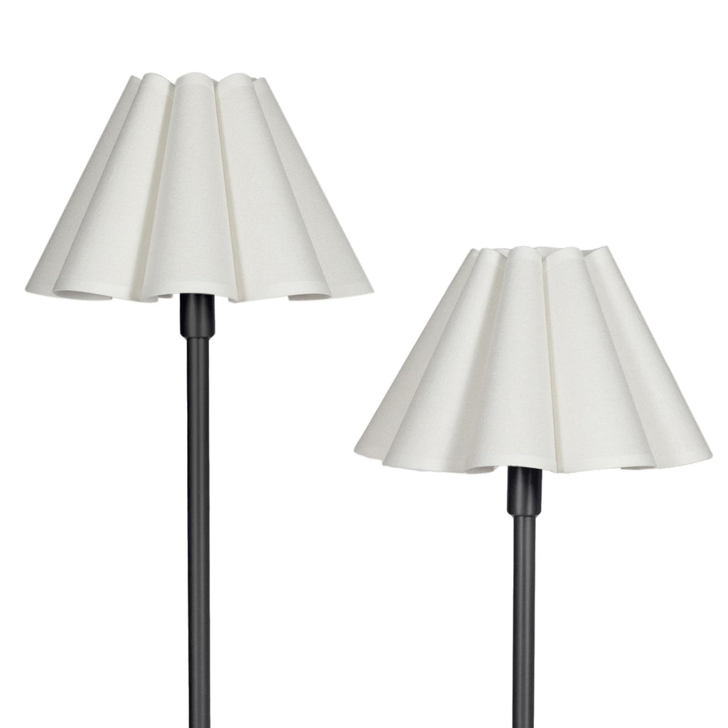 Polly Floor Lamp | Blackened Brass | White Scalloped Shade