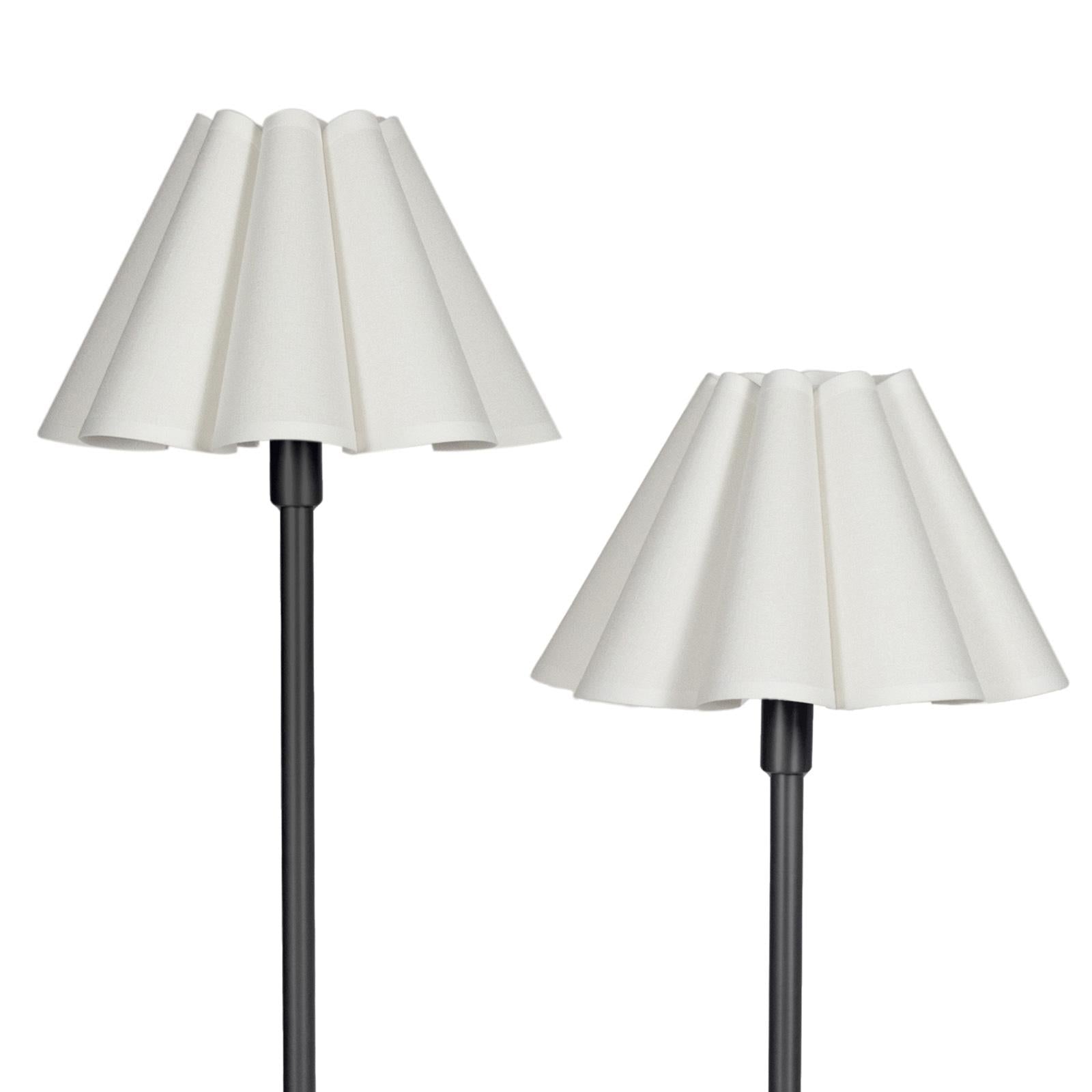Polly Floor Lamp | Blackened Brass | White Scalloped Shade