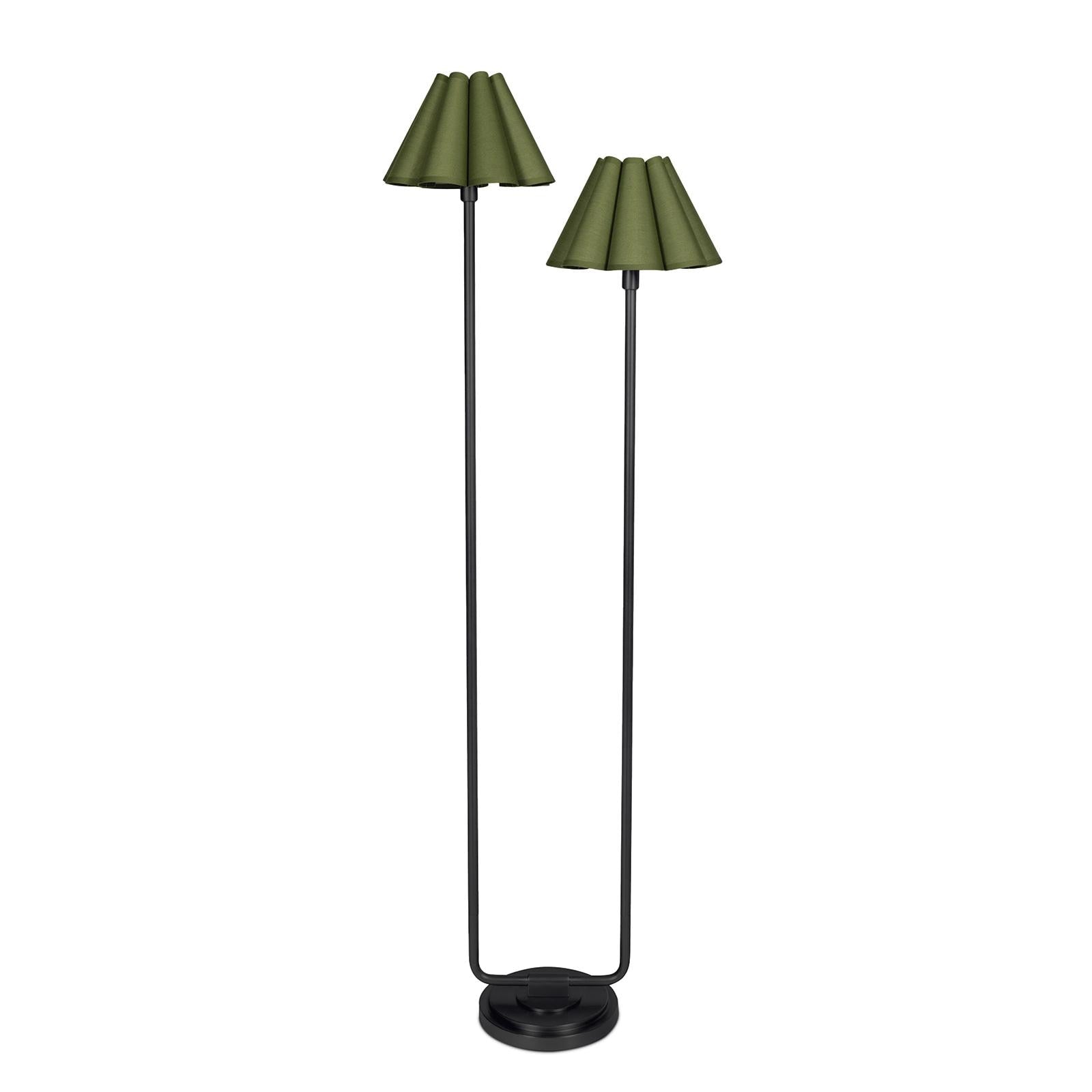 Polly Floor Lamp | Blackened Brass | Green Scalloped Shade