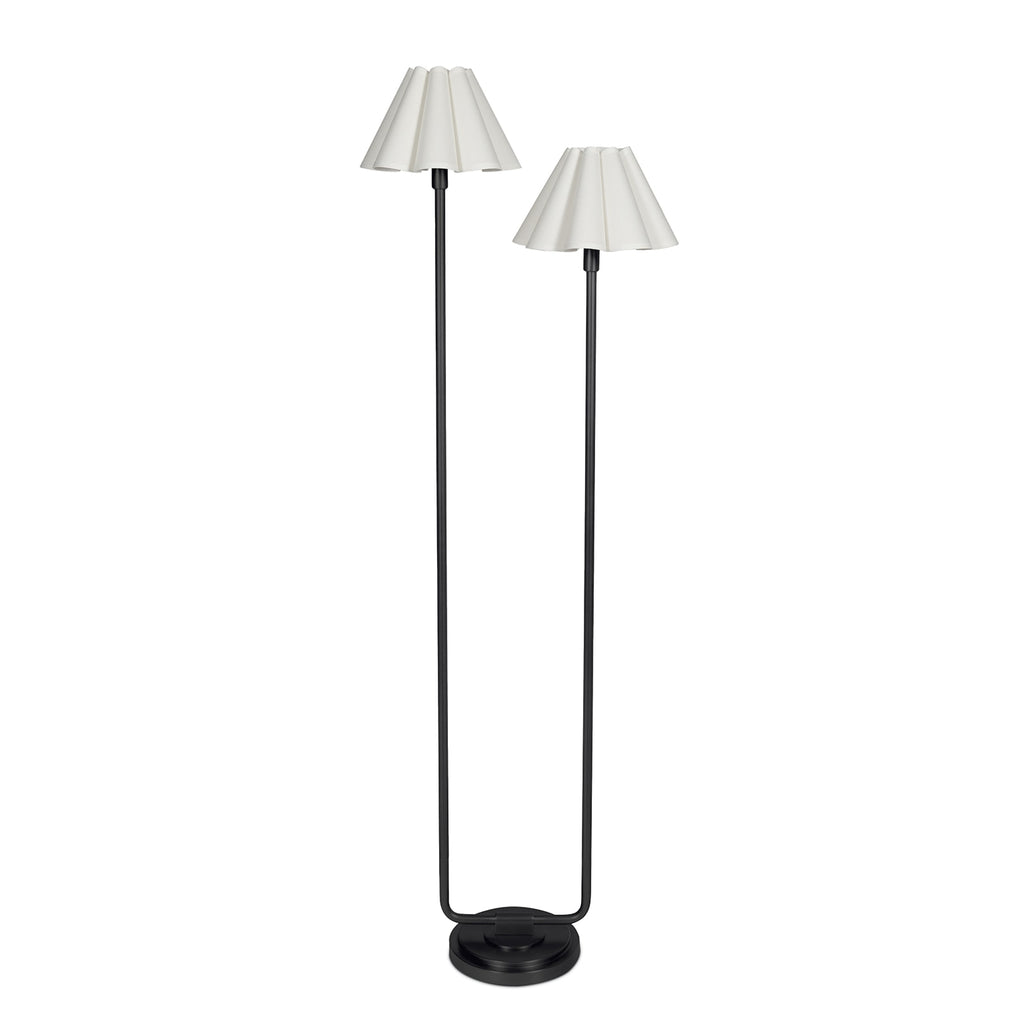 Polly Floor Lamp | Blackened Brass | White Scalloped Shade