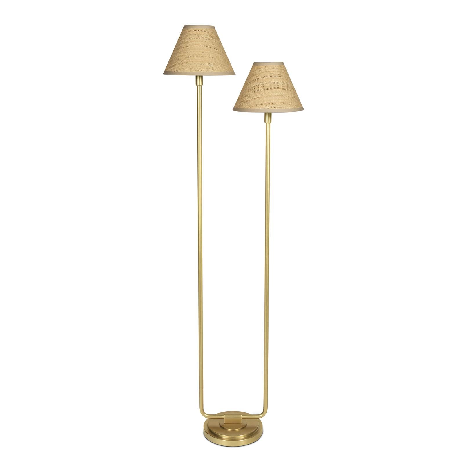 Polly Floor Lamp | Natural Brass | Rattan Shade