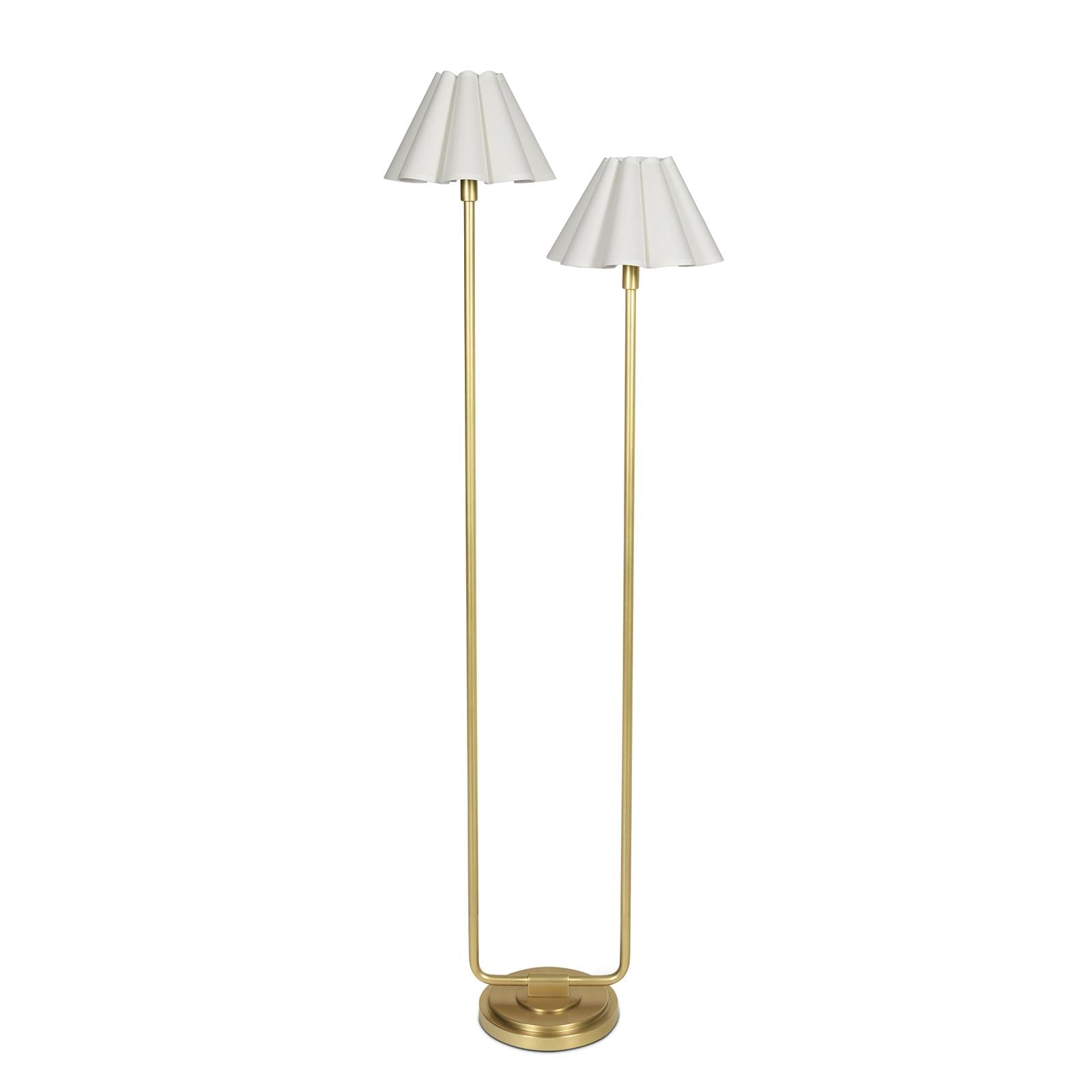 Polly Floor Lamp | Natural Brass | White Scalloped Shade
