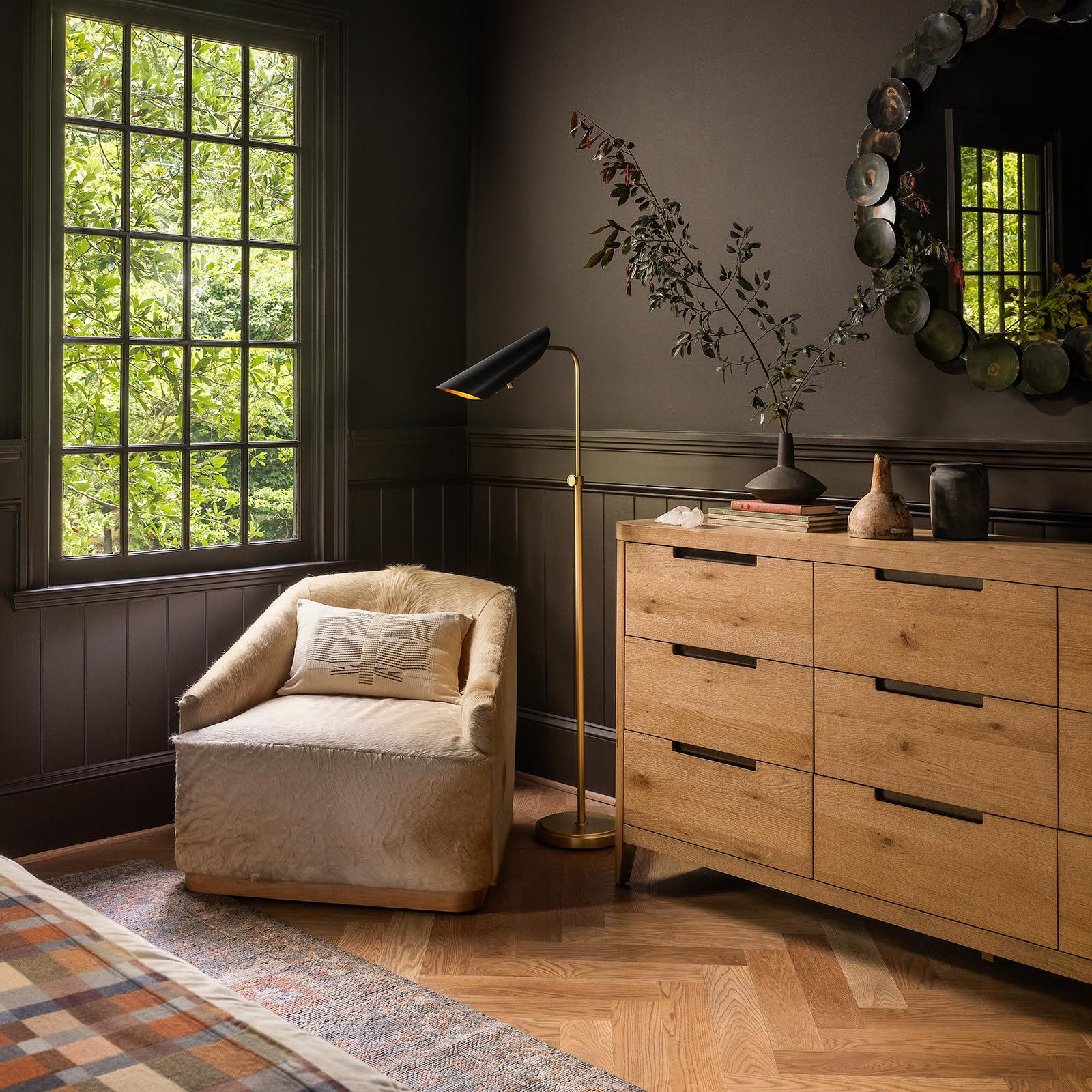Vest Floor Lamp | Blackened Brass and Natural Brass