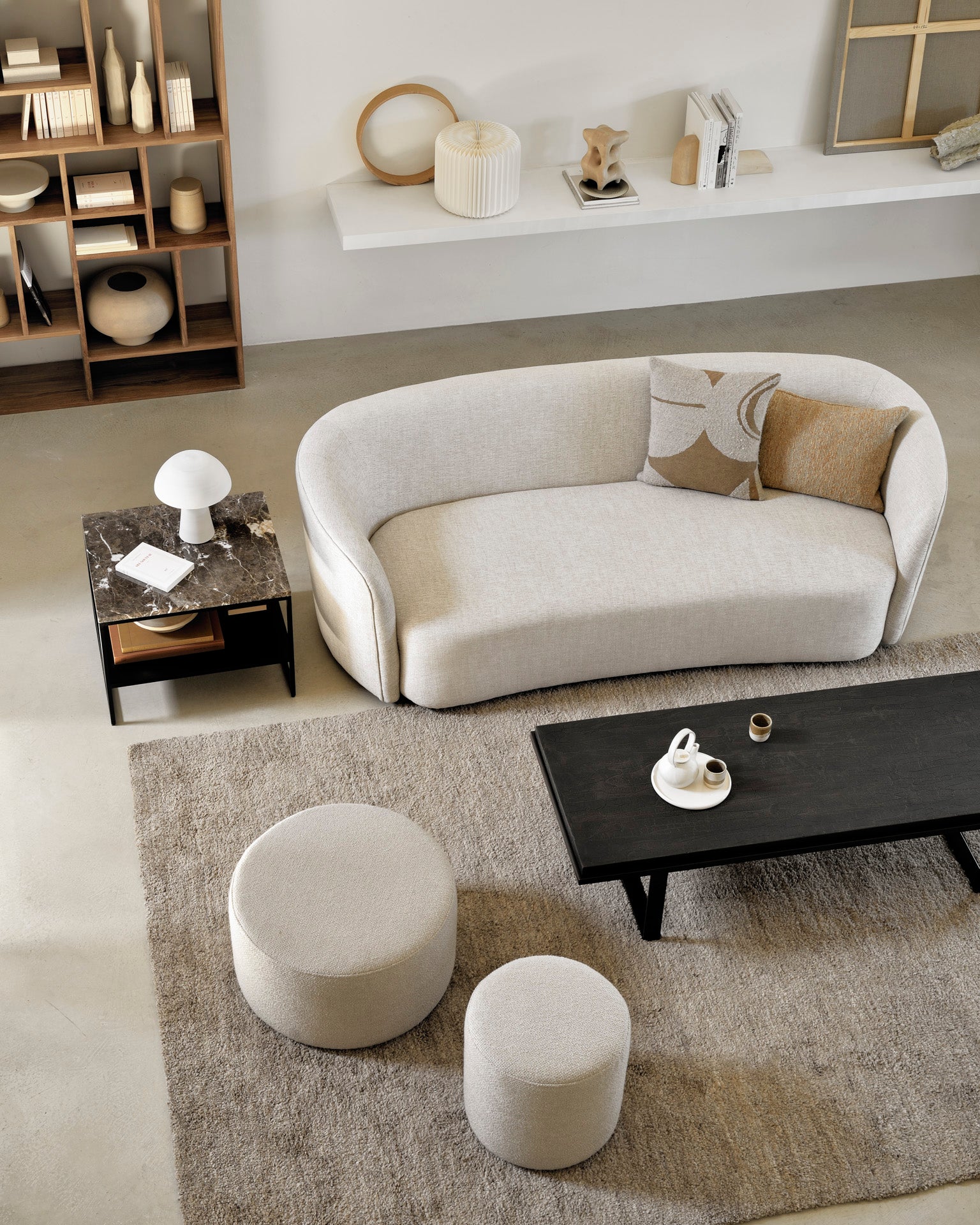 Barrow Pouf | Off White Fabric | 24" X 24"
