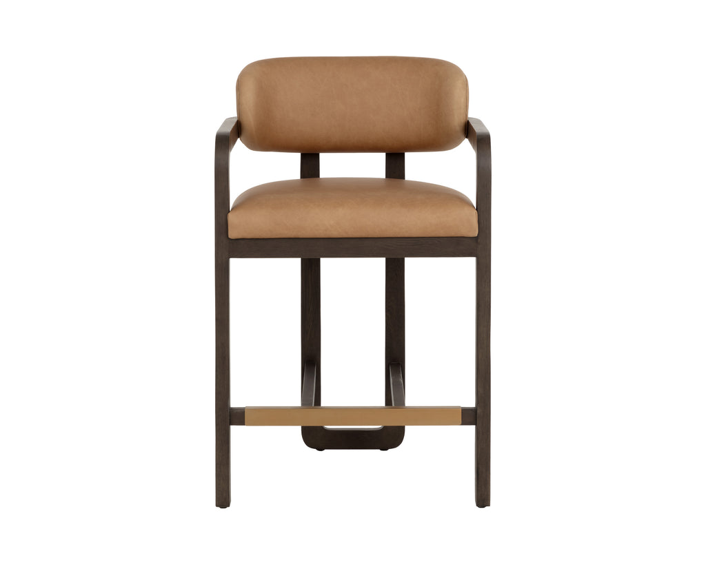 Madrone Counter Stool - Brown - Ludlow Sesame Leather