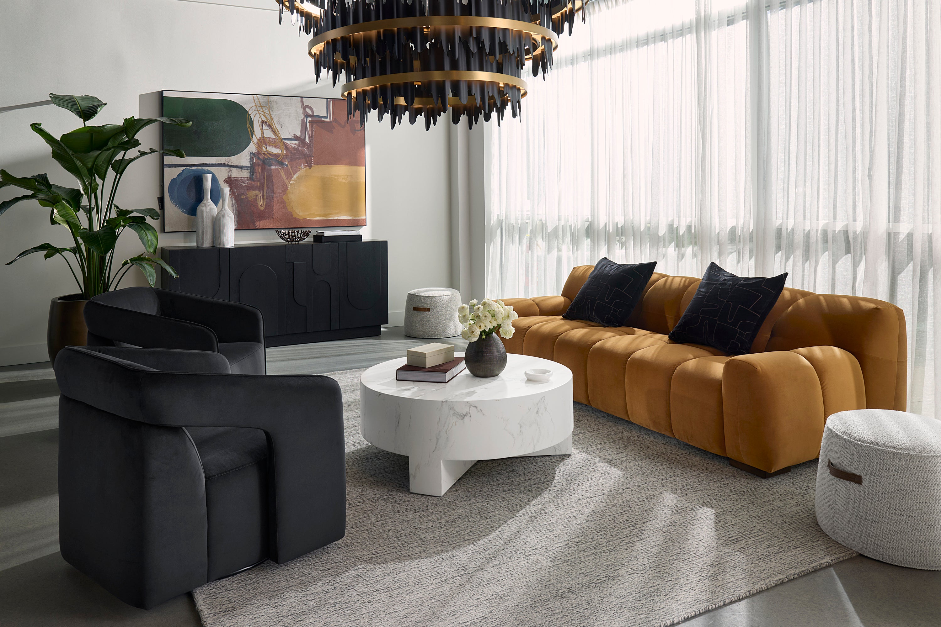 Kendrick Swivel Lounge Chair - Abbington Black