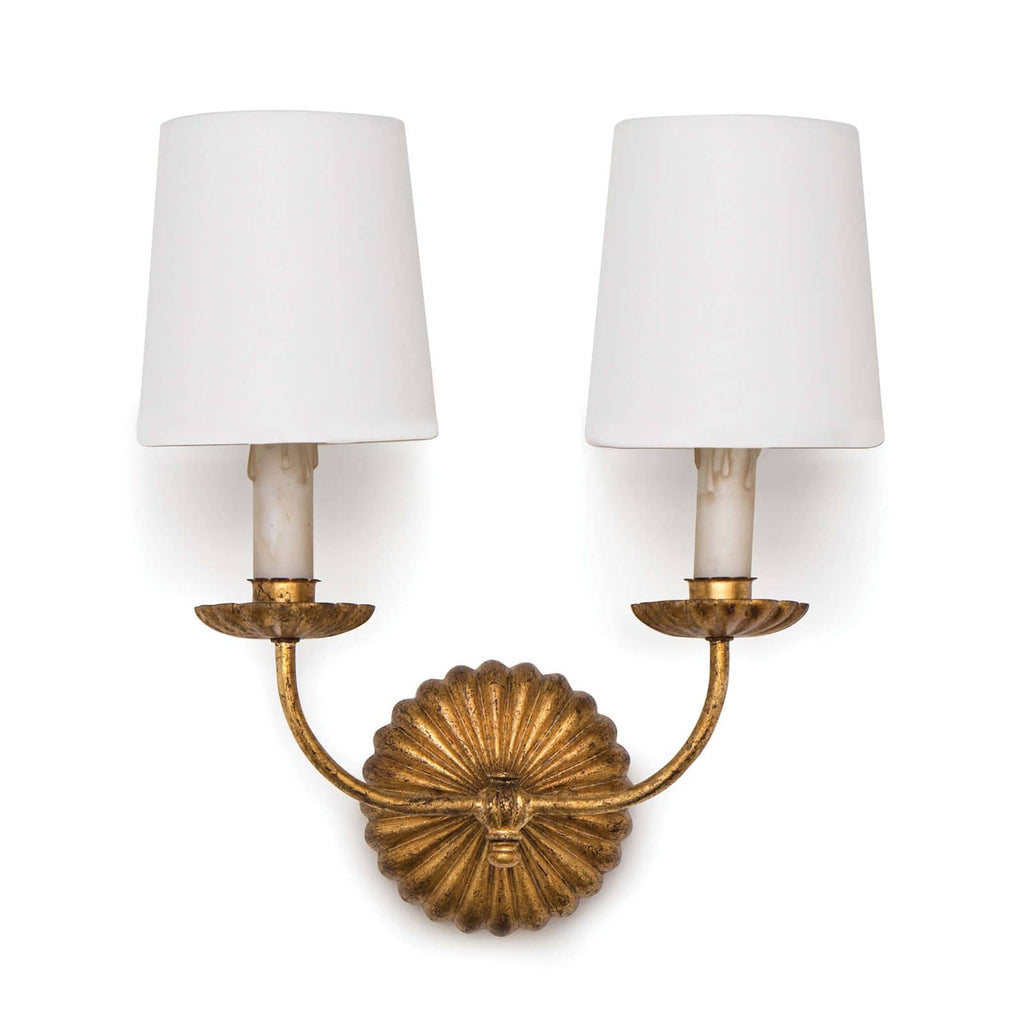 Clove Sconce Double | Antique Gold Leaf