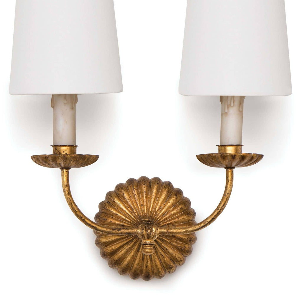 Clove Sconce Double | Antique Gold Leaf