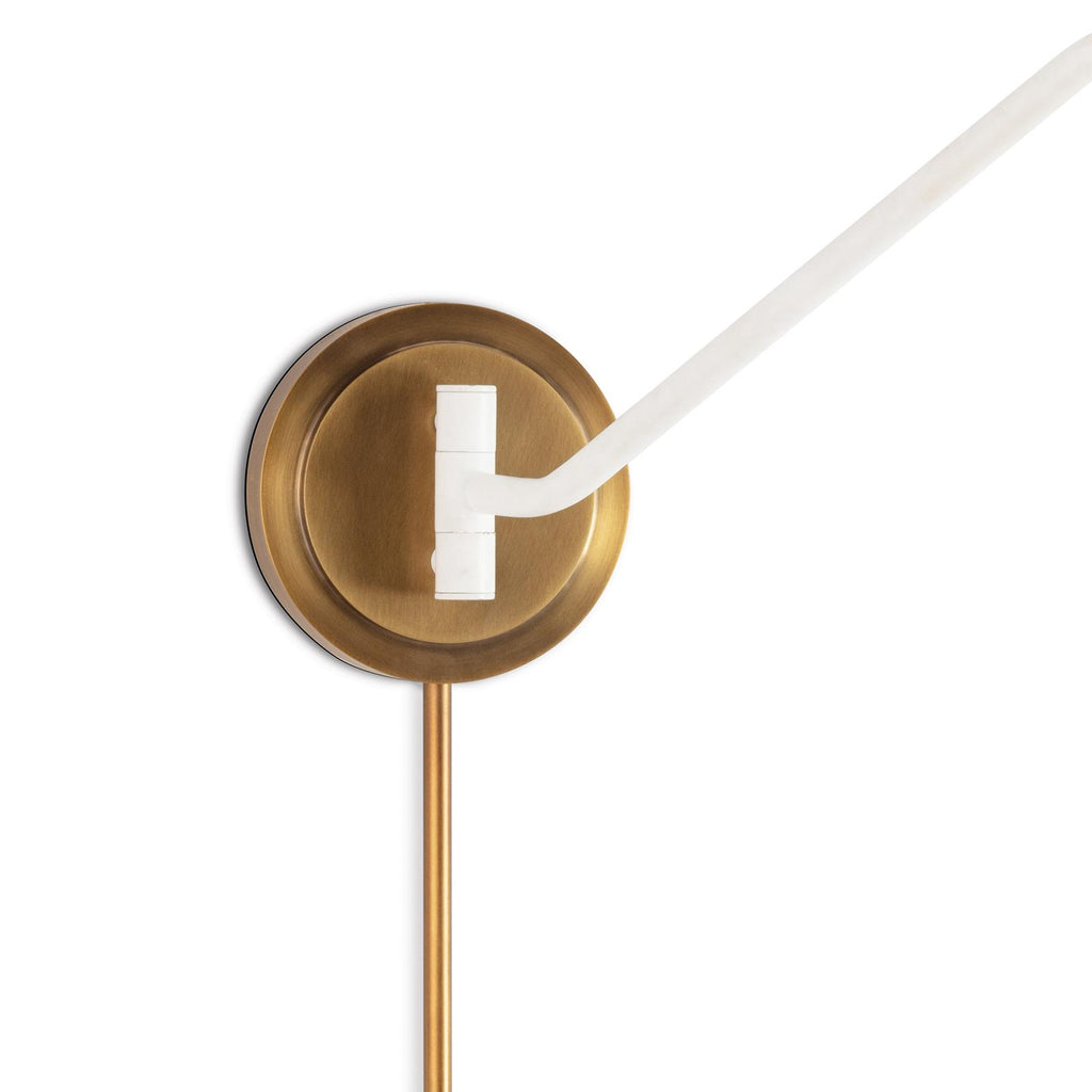 Spyder Single Arm Sconce | White and Natural Brass
