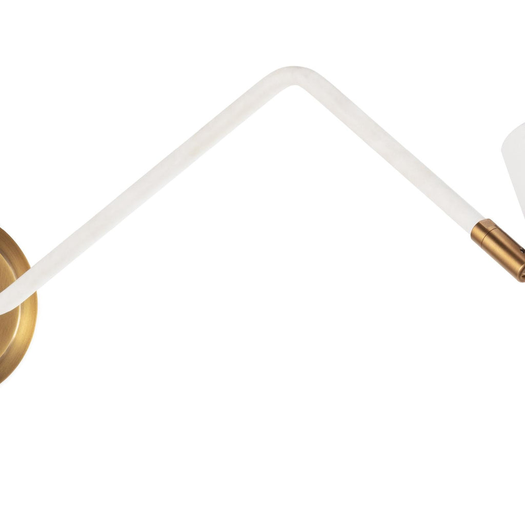 Spyder Single Arm Sconce | White and Natural Brass