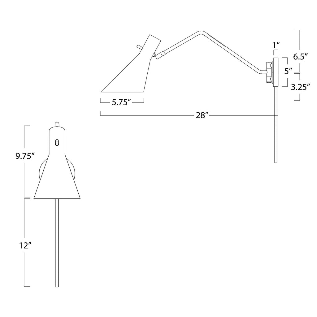 Spyder Single Arm Sconce | White and Natural Brass