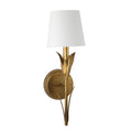 River Reed Sconce Single | Antique Gold Leaf | Natural Linen Shade