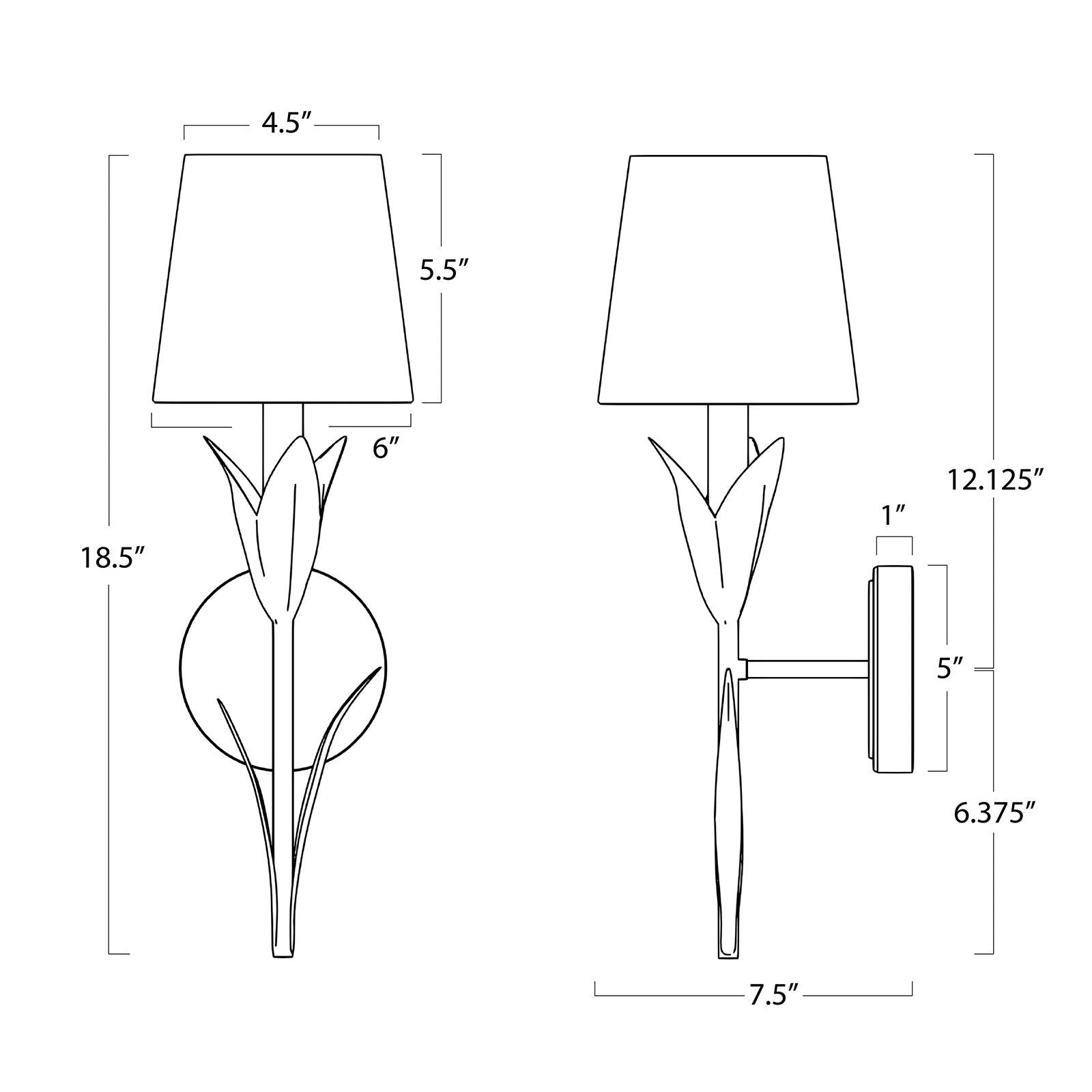 River Reed Sconce Single | Antique Gold Leaf | Natural Linen Shade