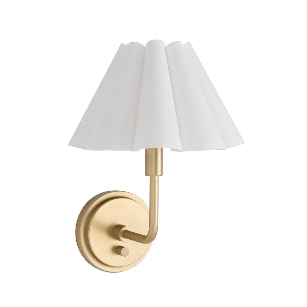 Polly Sconce Single | Natural Brass | Linen Scalloped Shade