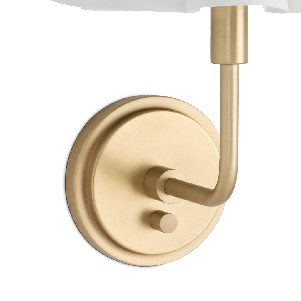 Polly Sconce Single | Natural Brass | Linen Scalloped Shade
