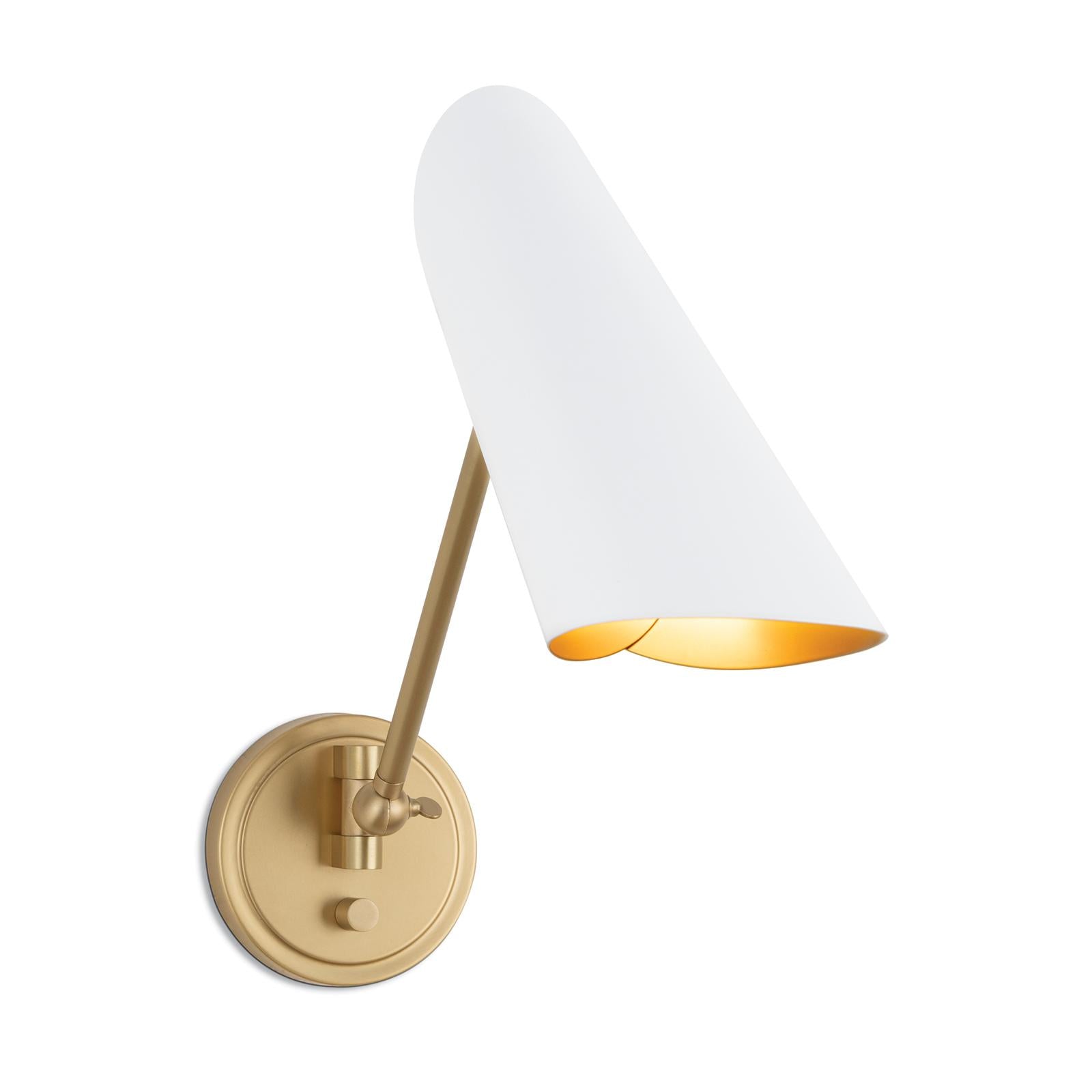 Vest Single Arm Sconce | White and Natural Brass
