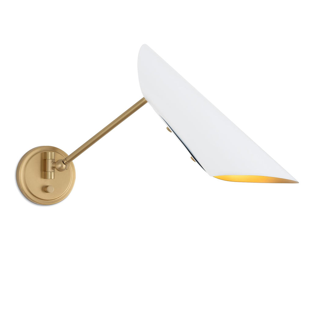 Vest Single Arm Sconce | White and Natural Brass