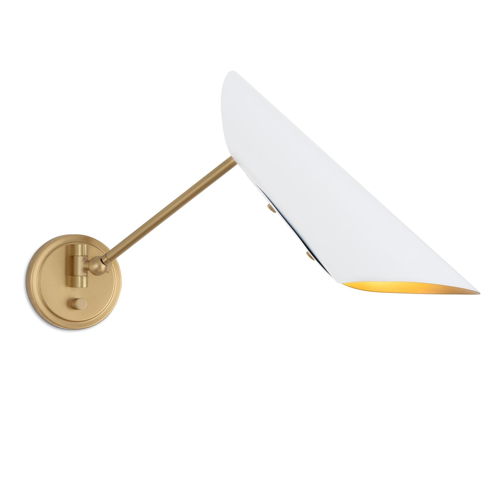 Vest Single Arm Sconce | White and Natural Brass