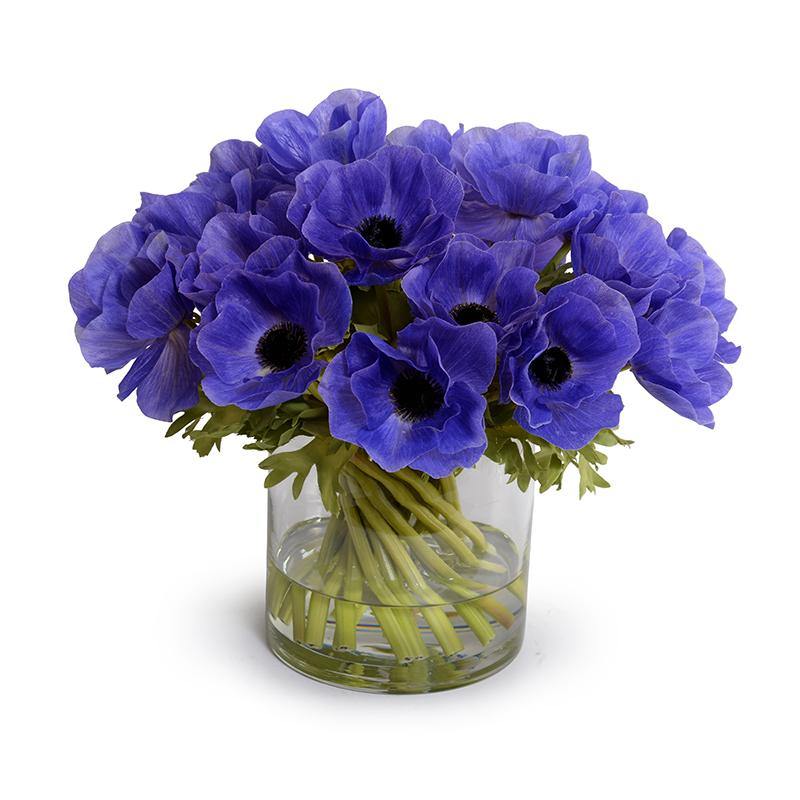 Anemone Cuttings in Glass 12"H Violet